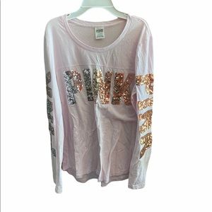 Pink long sleeve sequin top size L
